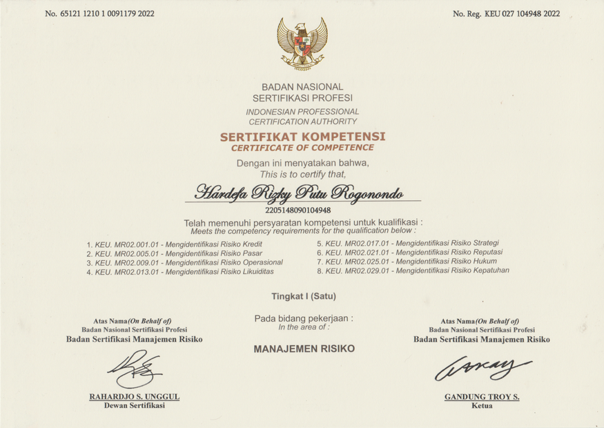 Risk Management Certification Level I 2