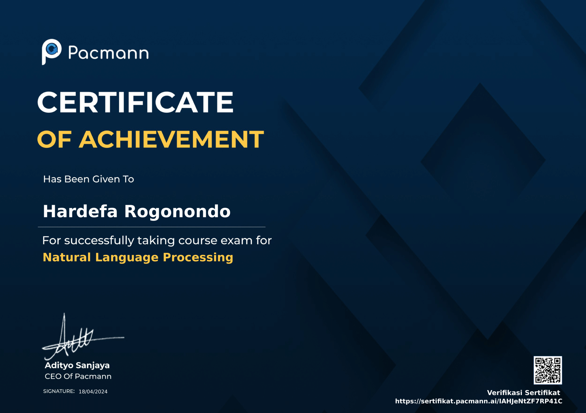 Natural Language Processing Certification