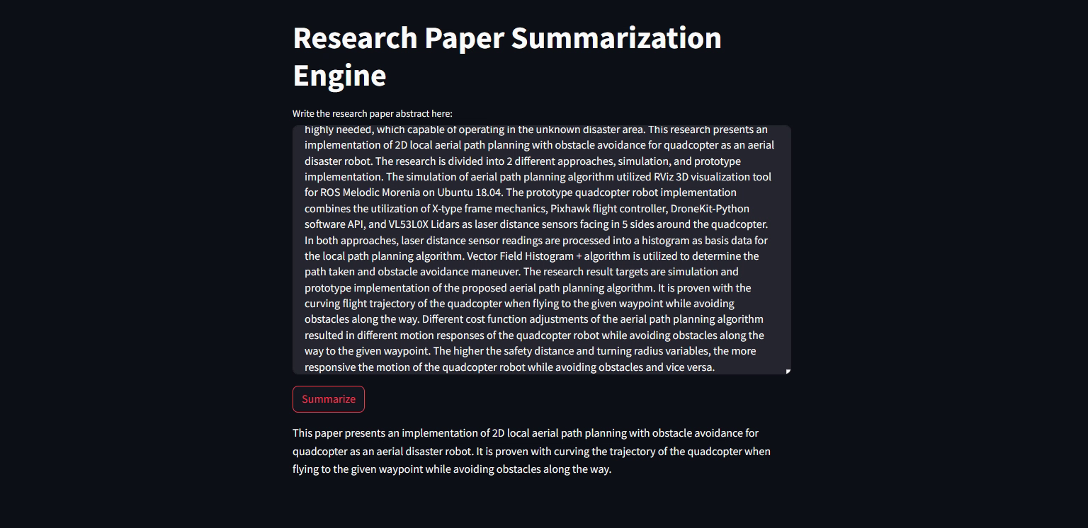 Research Paper Summarization Engine